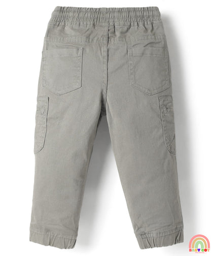 Twill Woven Full Length Solid Trouser With Stretch - Grey