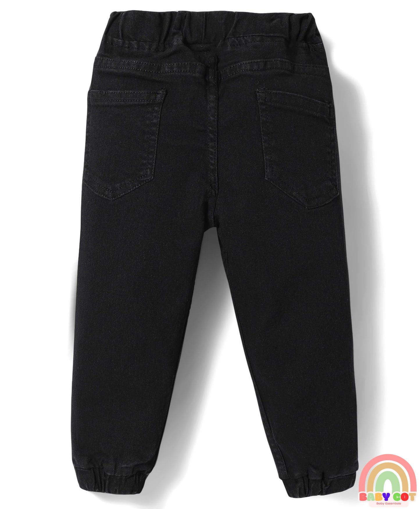 Full Length Washed Denim Jeans With Stretch - Black