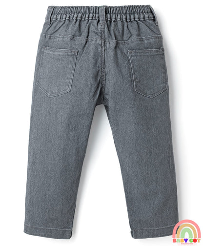 Denim Full Length Washed Jeans With Stretch - Grey