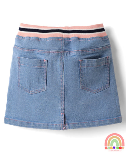 Denim Mid Thigh Washed Skirts -Light Blue