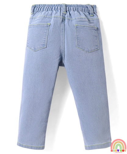 Denim Full Length Washed Jeans With Stretch - Light Blue