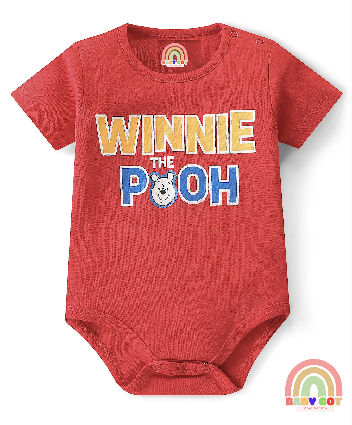 Cotton Interlock Knit Half Sleeves Onesies with Winnie The Pooh Graphics Pack of 3 - Multicolour