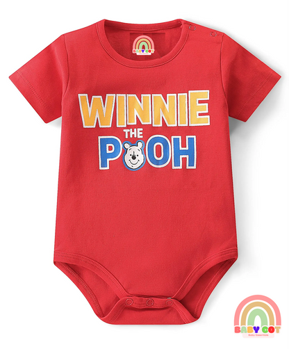 Cotton Interlock Knit Half Sleeves Onesies with Winnie The Pooh Graphics Pack of 3 - Multicolour