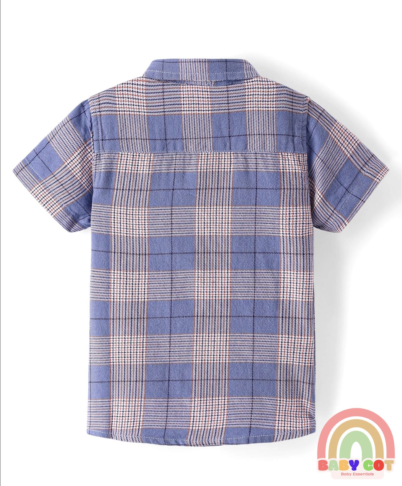 100% Cotton Woven Half Sleeves Checks Shirt- Blue