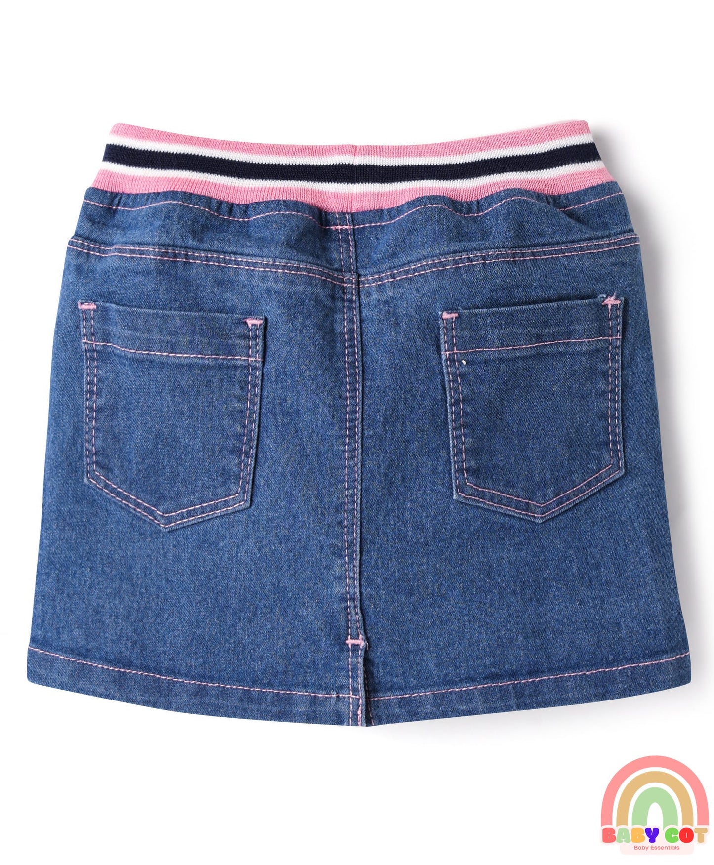 Denim Mid Thigh Washed Skirts -Blue