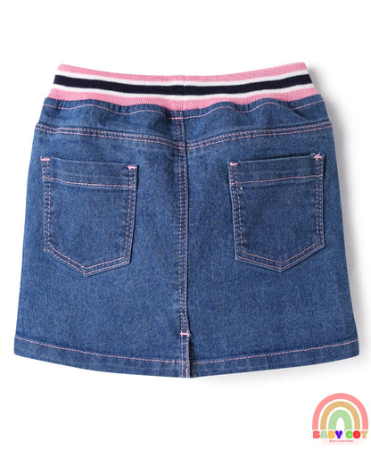 Denim Mid Thigh Washed Skirts -Blue