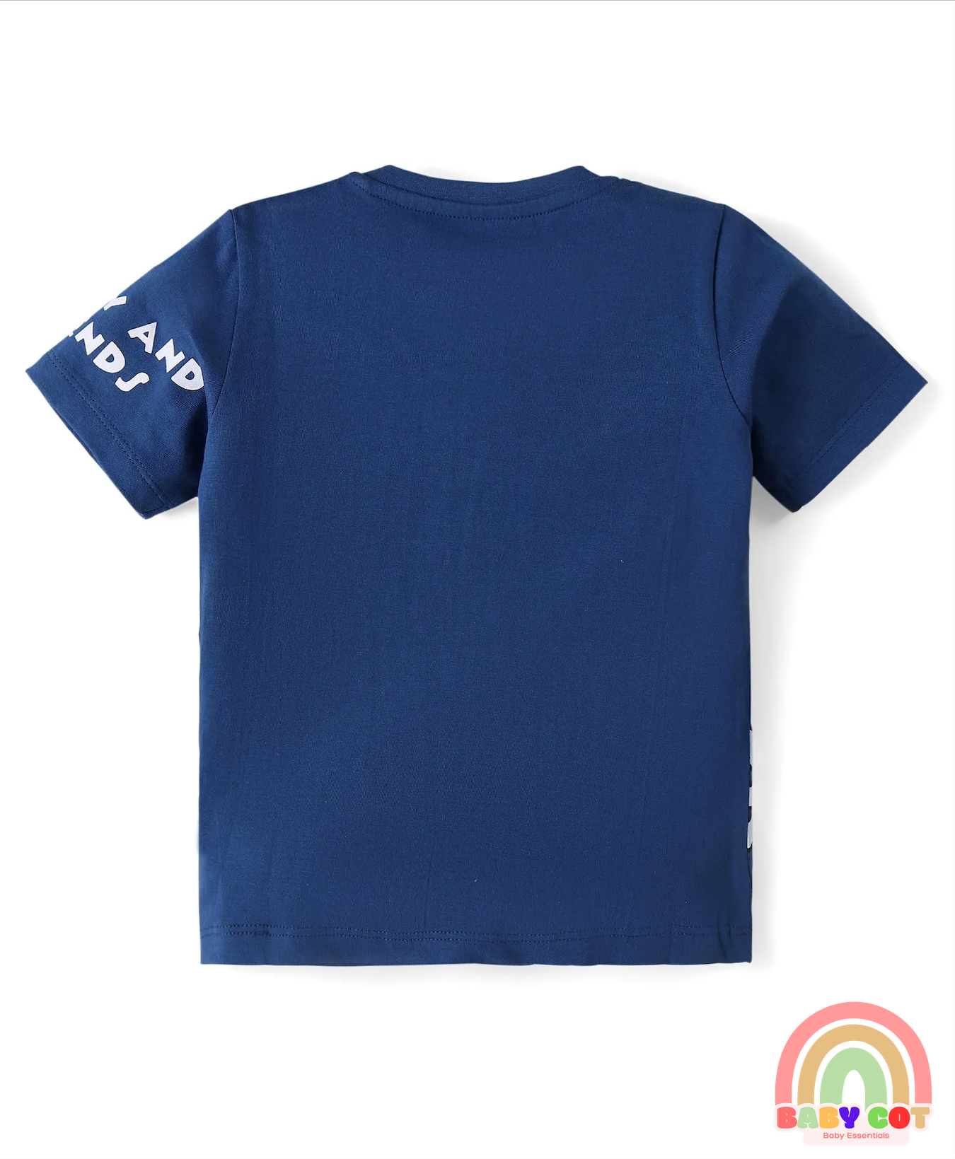 Cotton Knit Half Sleeves T-Shirt with Mickey Mouse and Family Print - Blue