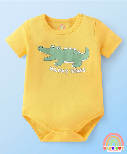 100% Cotton Knit Half Sleeves Onesies Animal Print Pack of 3 - Multicolour