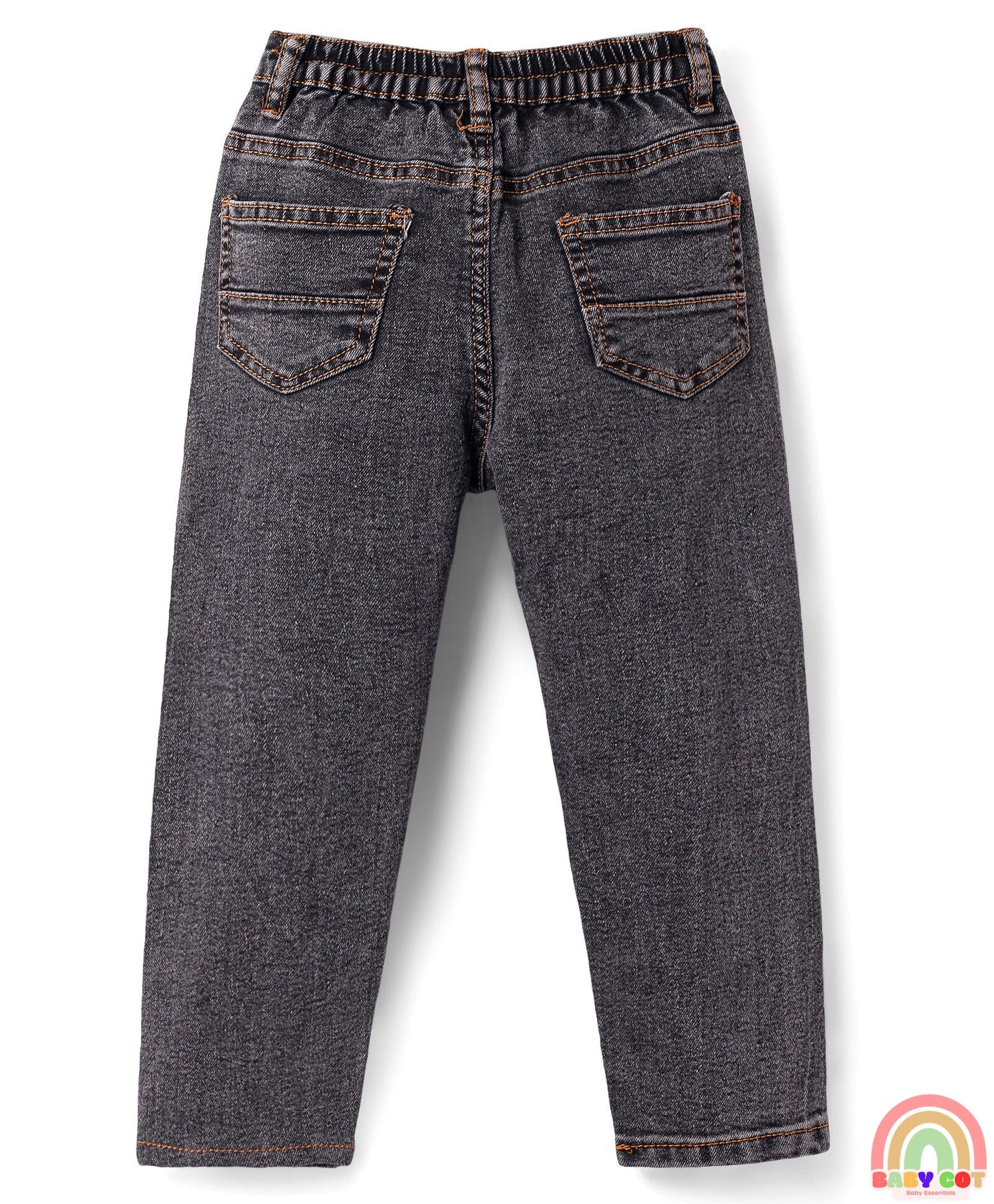 Full Length Washed Denim Stretch Jeans - Charcoal Grey