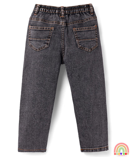 Full Length Washed Denim Stretch Jeans - Charcoal Grey