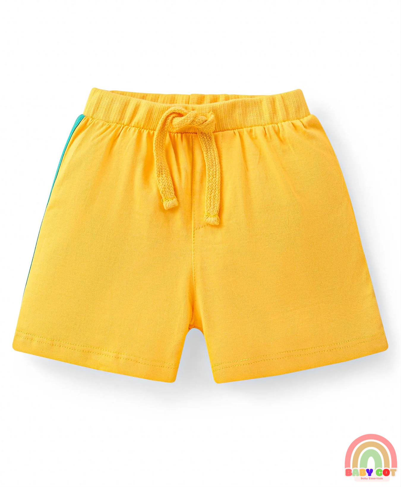 Cotton Knit Shorts with Car & Text Print Pack of 3 - Blue Green & Yellow