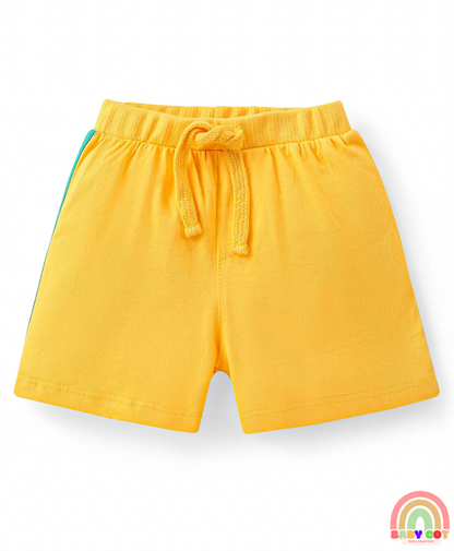 Cotton Knit Shorts with Car & Text Print Pack of 3 - Blue Green & Yellow