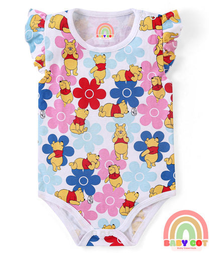 Cotton Knit Frill Sleeves Onesies with Winnie The Pooh Graphics Pack Of 3 - Multicolour