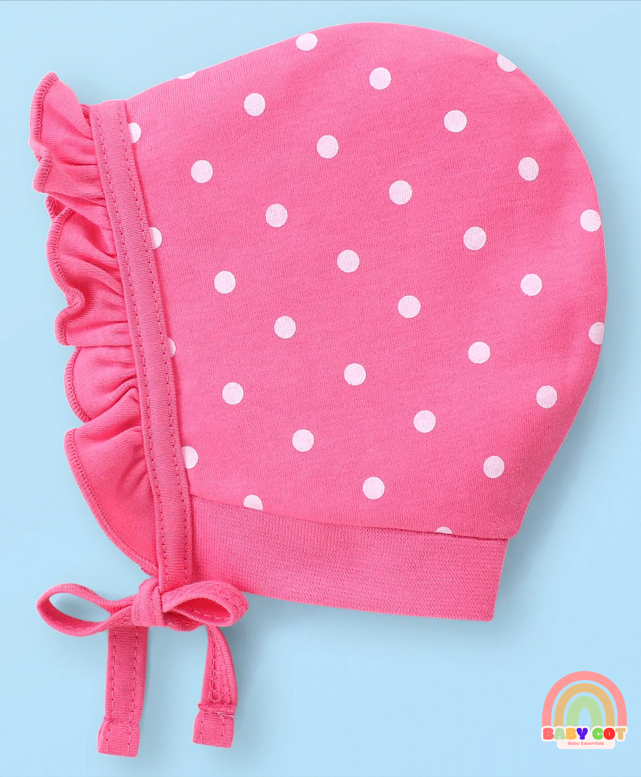 100% Cotton Cap with Knot Polka Dot & Bear Print Pack of 2 - Pink