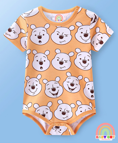 Interlock Knit Half Sleeves Onesies With Winnie The Pooh Print Pack of 2 - Orange & White