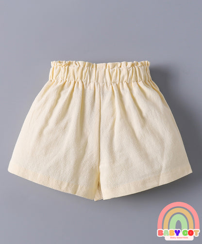 Cotton Above Knee Length Solid Skorts - Beige