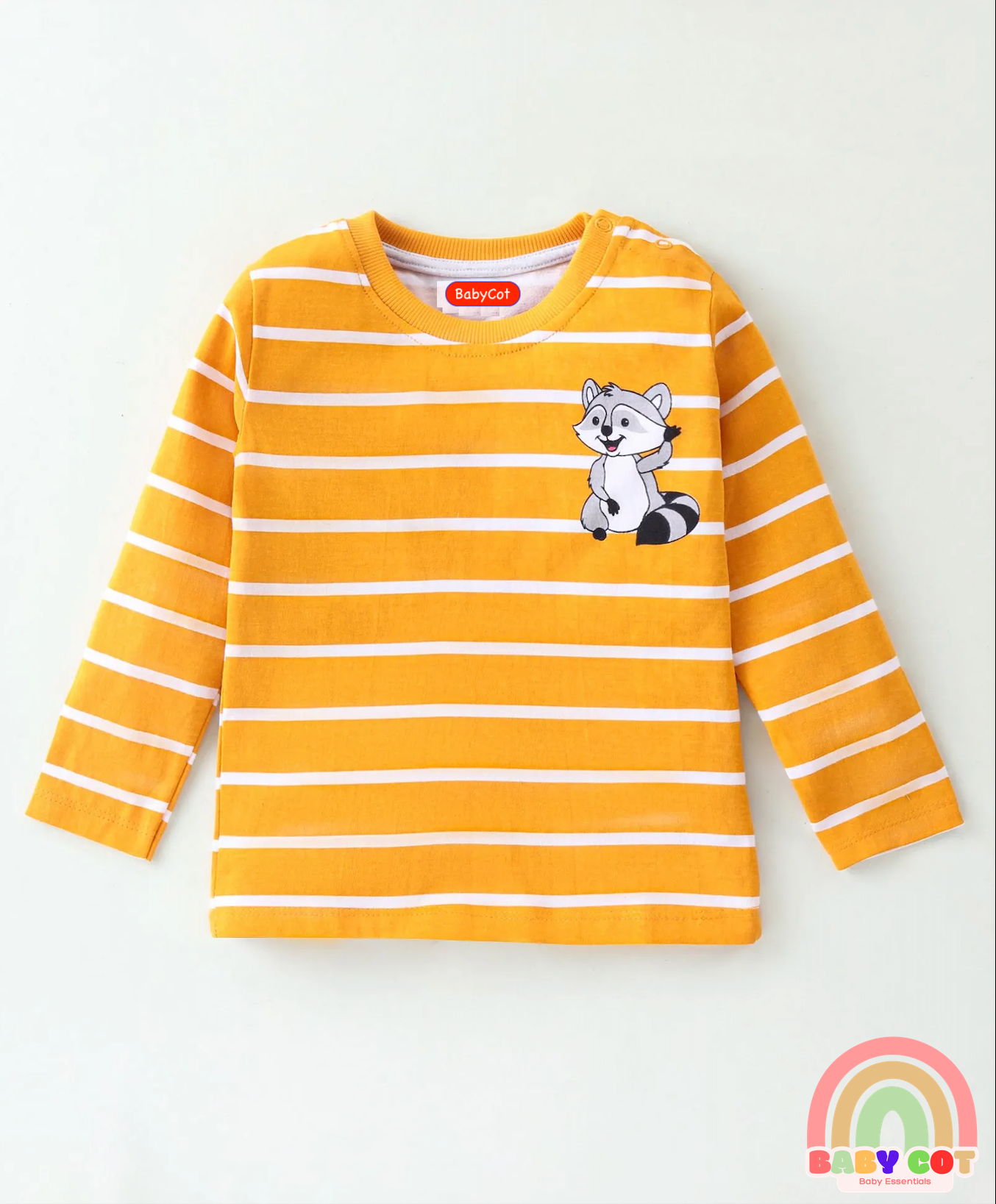 100% Cotton Knit Full Sleeves Striped T-Shirt Koala Print Pack of 3- Blue Yellow & Green