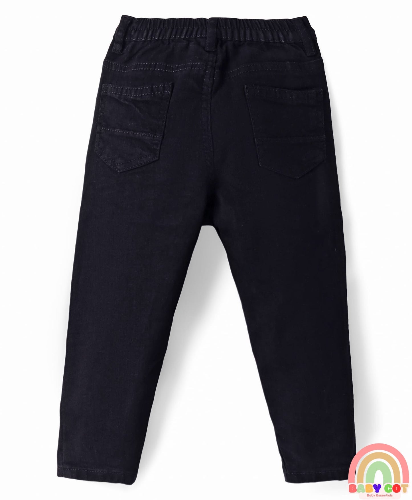 Full Length Washed Denim Stretch Jeans - Black