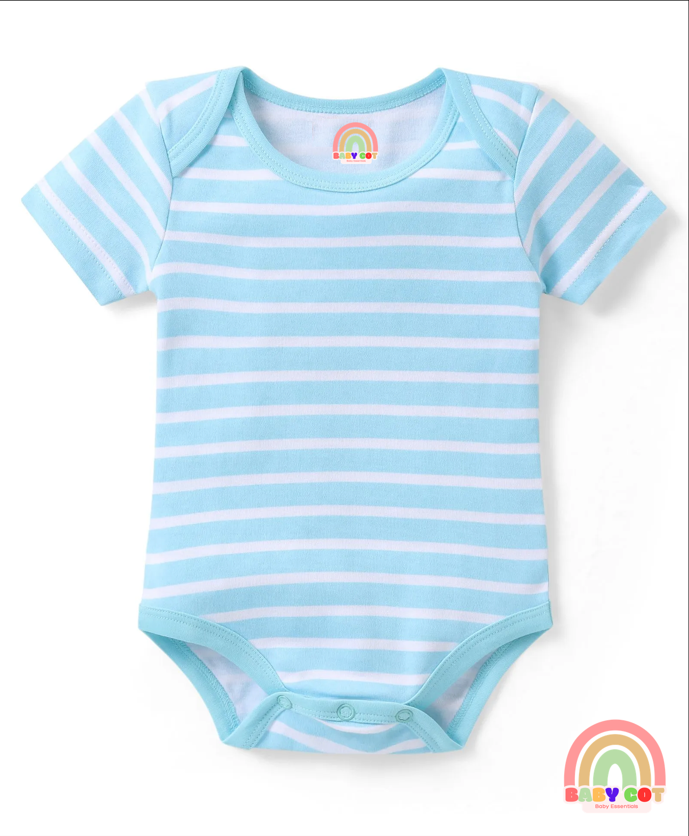 100% Cotton Knit Half Sleeves Onesies with Striped & Dino Print Pack of 3 - Multicolour
