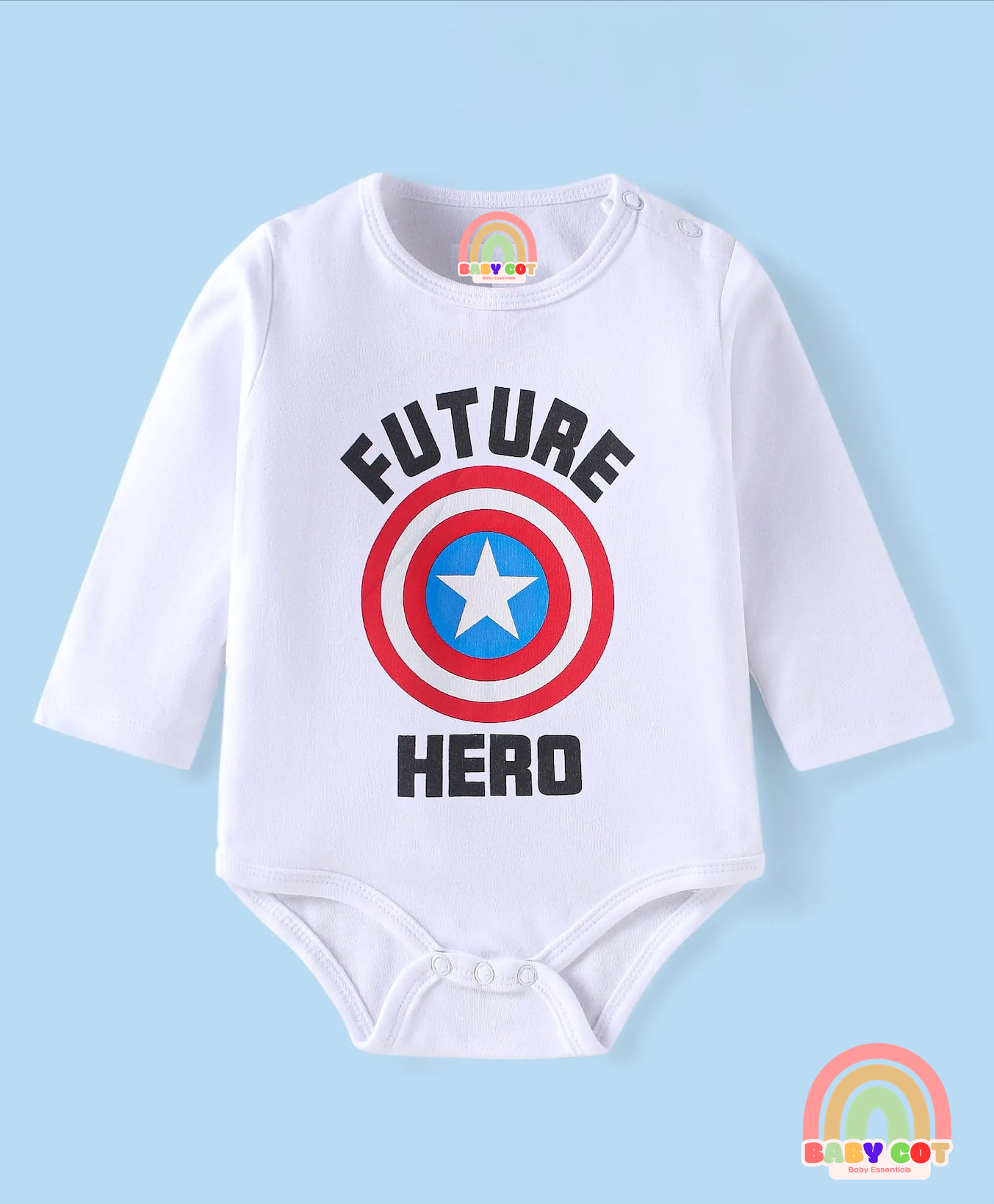 Interlock Knit Full Sleeves Onesies with Avengers Graphics Pack of 3 - Red Blue & White