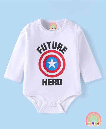 Interlock Knit Full Sleeves Onesies with Avengers Graphics Pack of 3 - Red Blue & White
