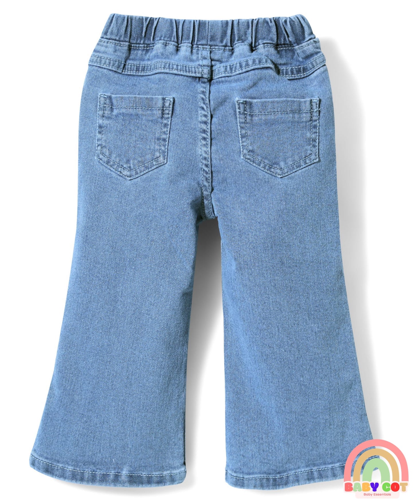 Cotton Lycra Denim Full Length Jeans With Embroidery Detailing - Light Blue