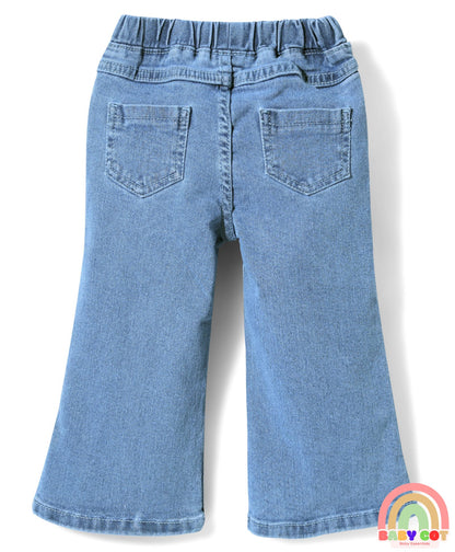 Cotton Lycra Denim Full Length Jeans With Embroidery Detailing - Light Blue