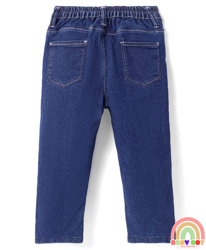Denim Full Length Washed Jeans With Stretch - Dark Blue