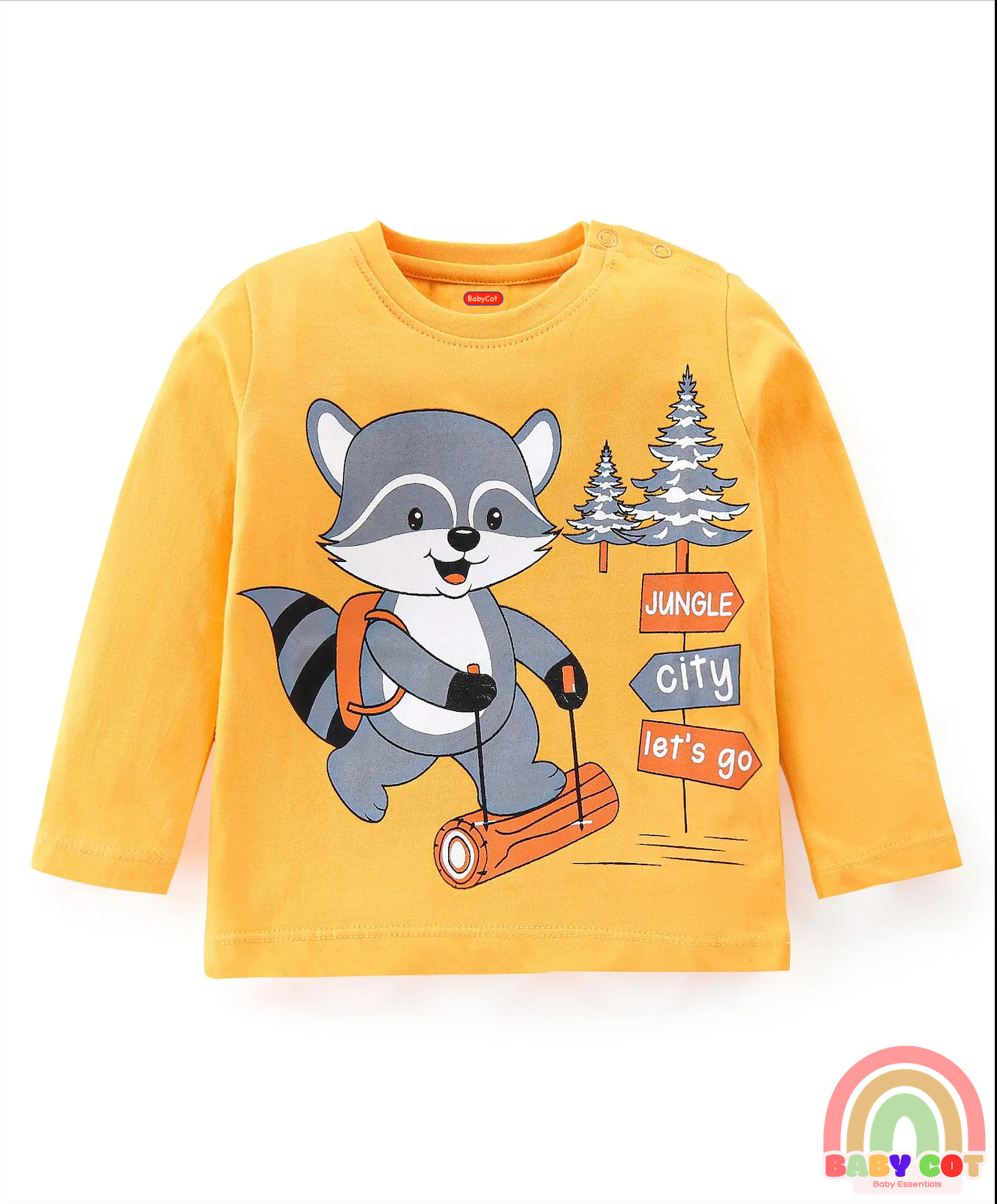 Cotton Knit Full Sleeves T-Shirt Stripes & Fox Graphics Pack of 3 - Yellow White & Green