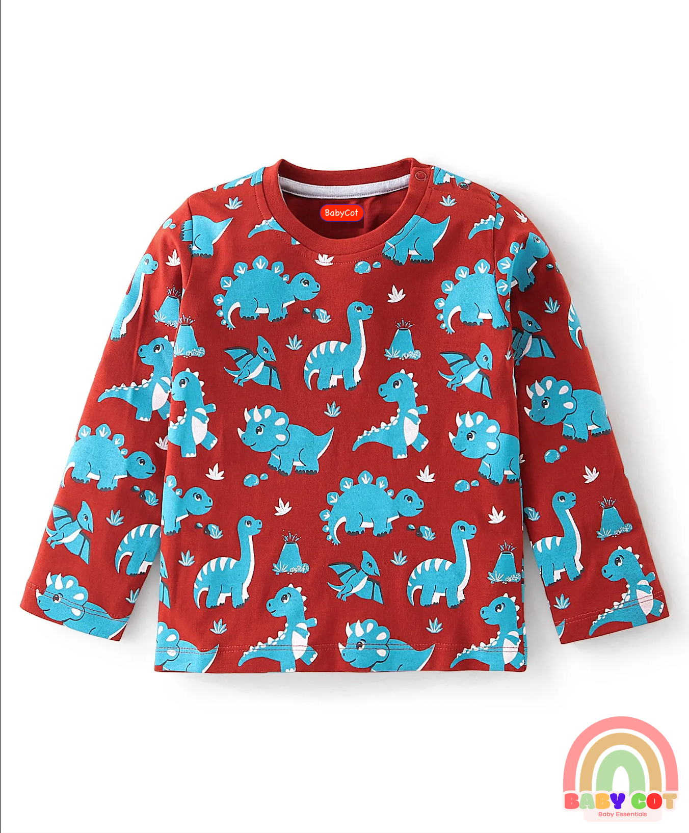 Cotton Knit Full Sleeves T-Shirt with Dino & Striped Print Pack of 3 - Multicolor