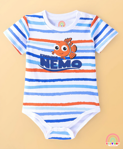 Interlock Knit Half Sleeves Onesies with Nemo Graphics Pack of 2 - Multicolour