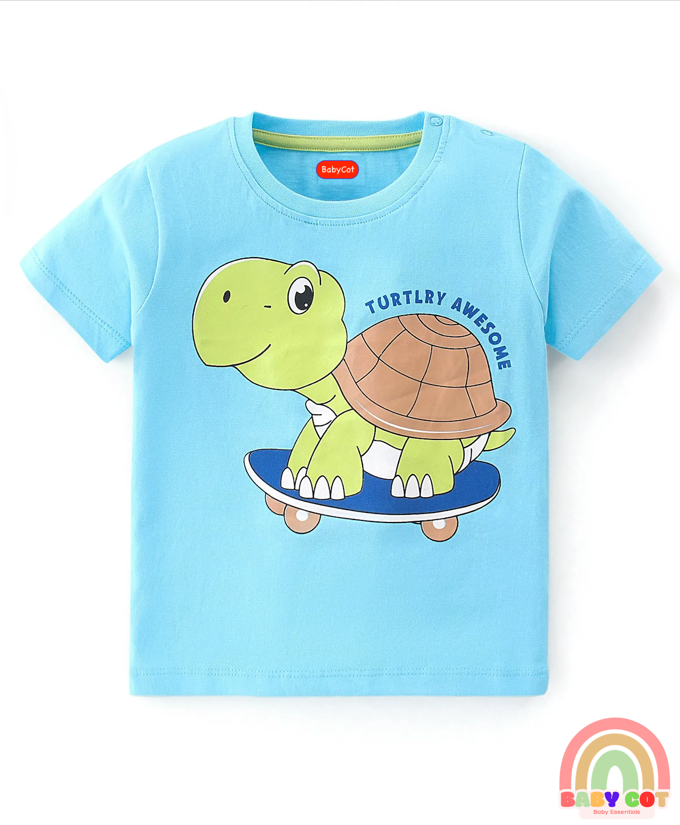 Cotton Knit Half Sleeves Striped T-Shirts Turtle Print Pack of 3 - Multicolour