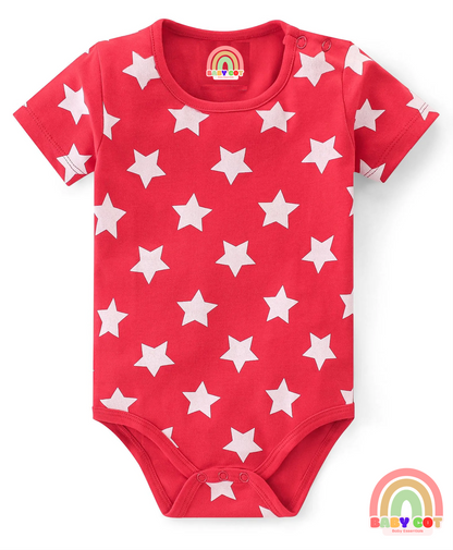 Interlock Cotton Knit Half Sleeves Printed Onesies  Pack of 3 - Multicolor