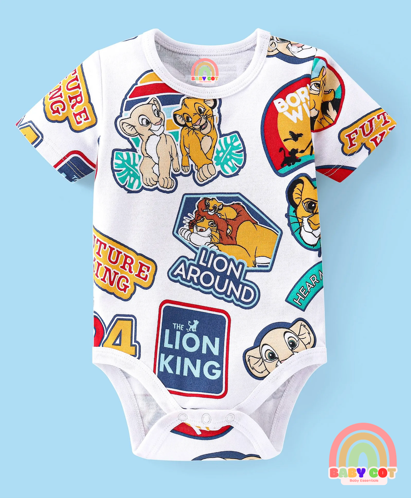 Interlock Half Sleeves Onesies With Lion King Graphics Pack of 3 - Multicolour