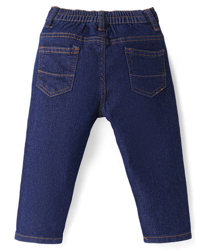 Full Length Washed Jeans with Stretch - Navy Blue