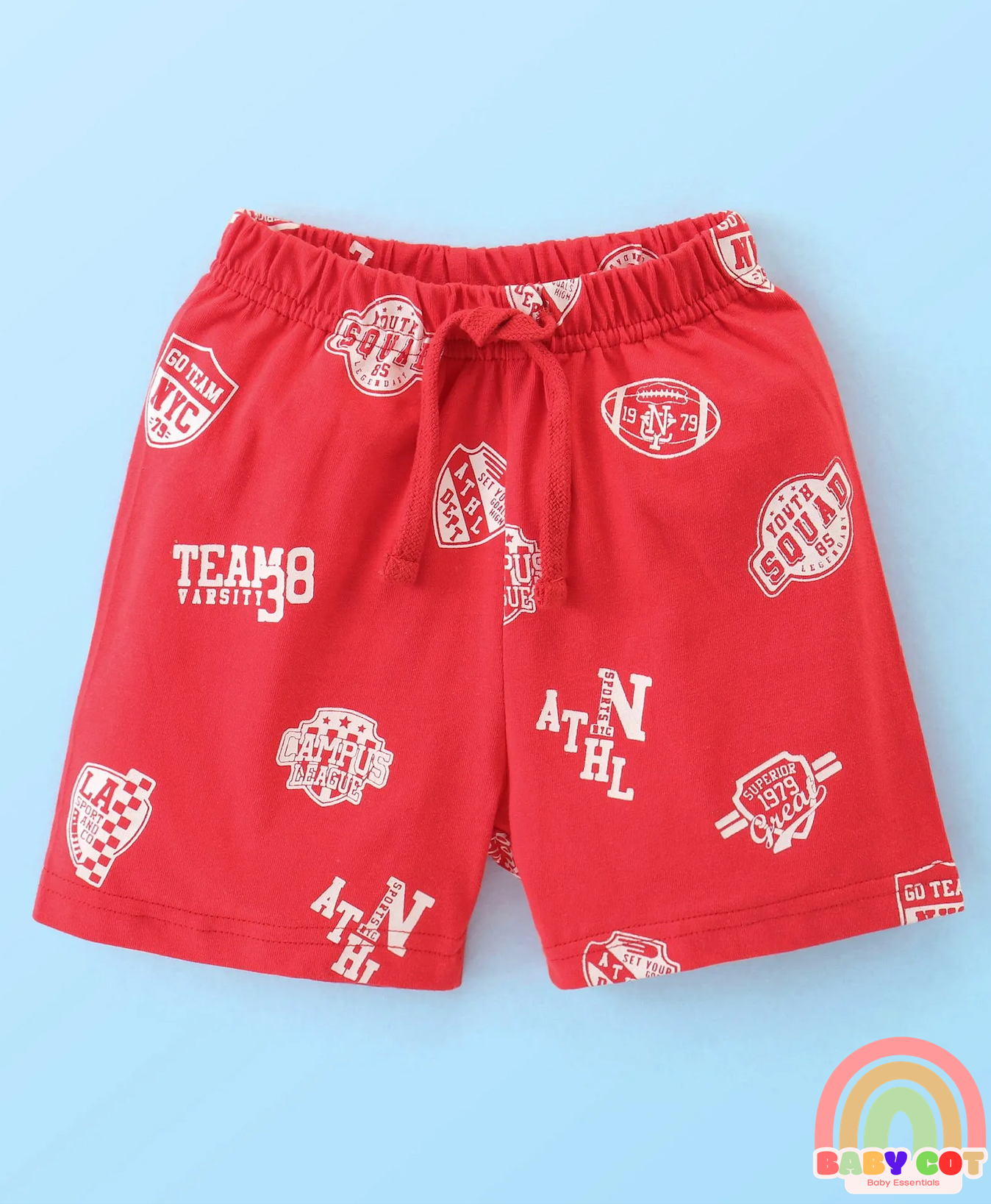 Cotton Knit Shorts Text Print Pack of 3 - Multicolour