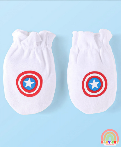 Interlock Knit Cap Mittens & Booties Set - White