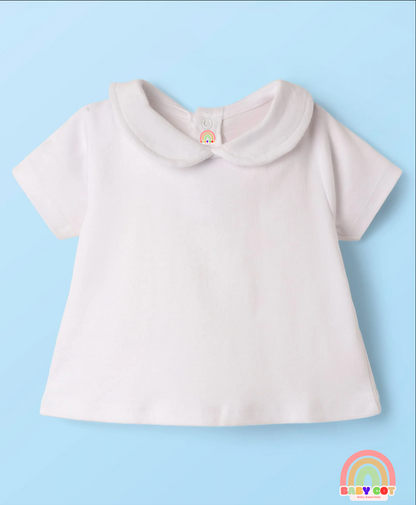 100% Cotton Knit Half Sleeves T-Shirt & Onesies with Hairband With Polka Dots - Red