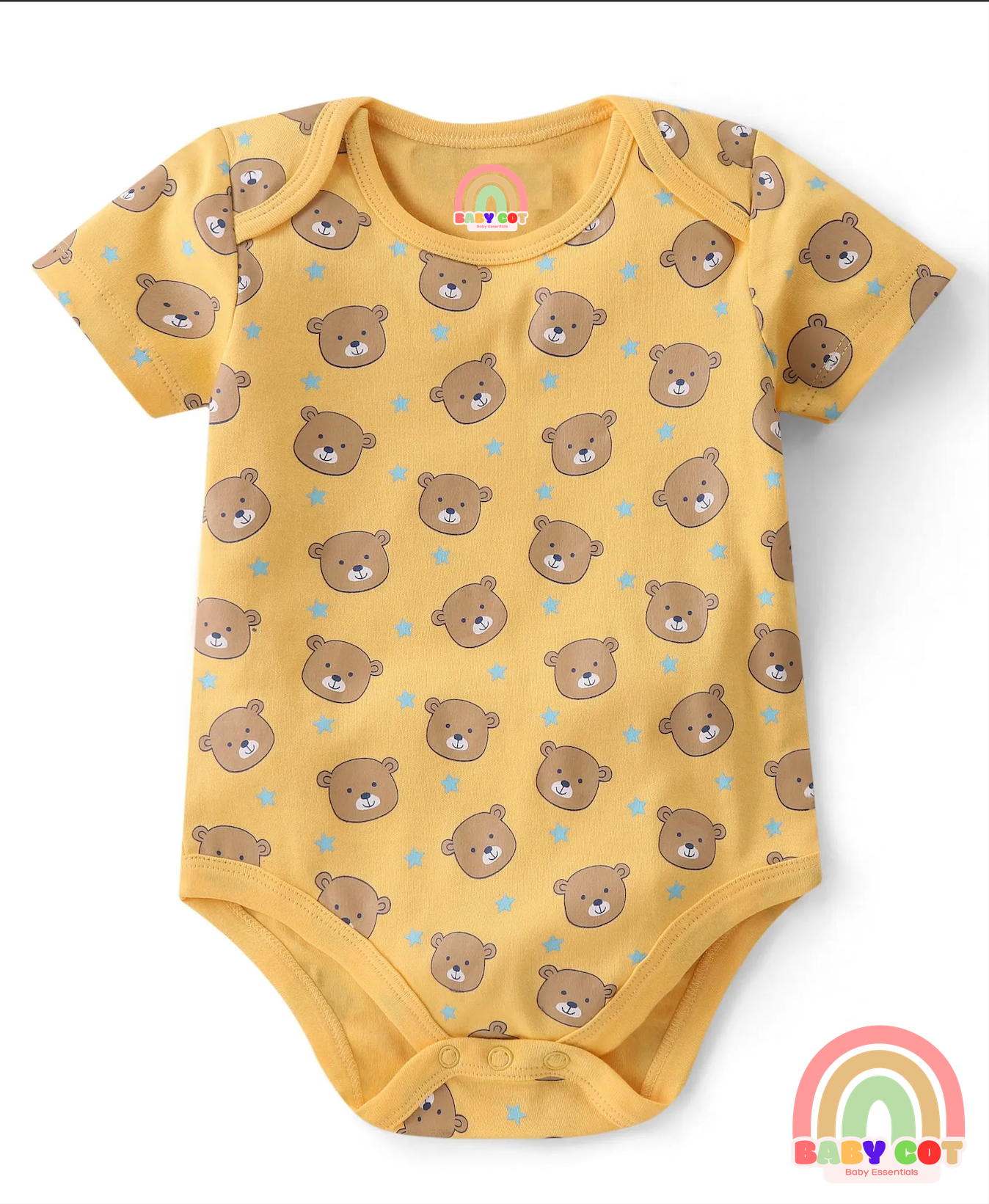 100% Cotton Knit Half Sleeves Onesies Bear Print Pack of 5 - Multicolour