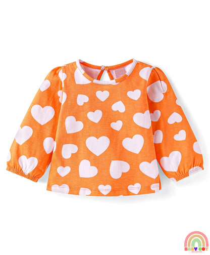 Cotton Knit Full Sleeves T-Shirts with Floral Hearts & Text Print Pack of 5 - Multicolor