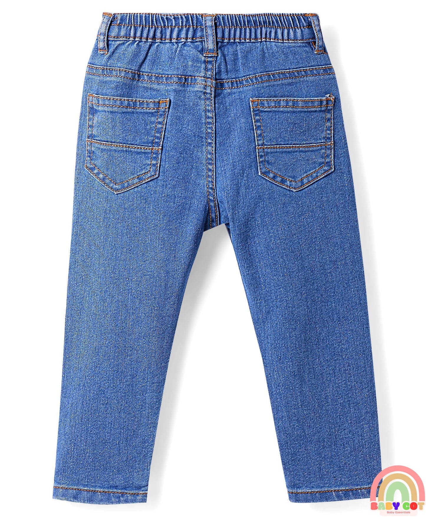 Full Length Washed Jeans with Stretch - Blue