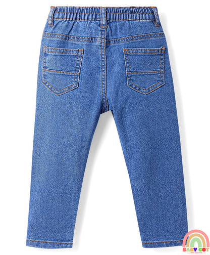 Full Length Washed Jeans with Stretch - Blue