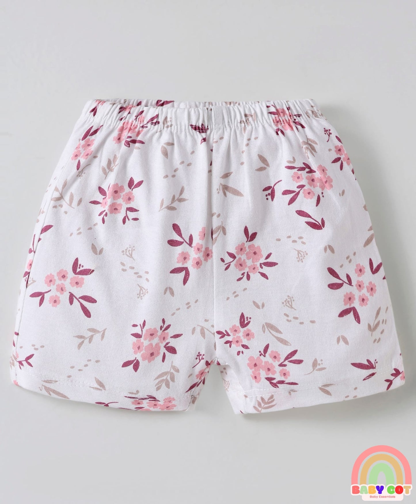 Single Jersey Knit Above Knee Length Shorts With Floral & Heart Print Pack Of 5 - Light Multicolour