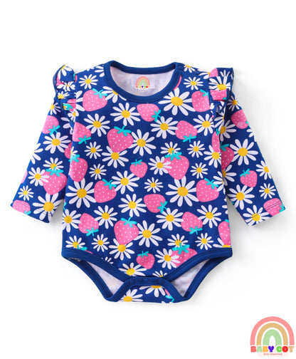 100% Cotton Interlock Full Sleeves Onesies Polka Dots & Floral Print Pack of 3 - Multicolour