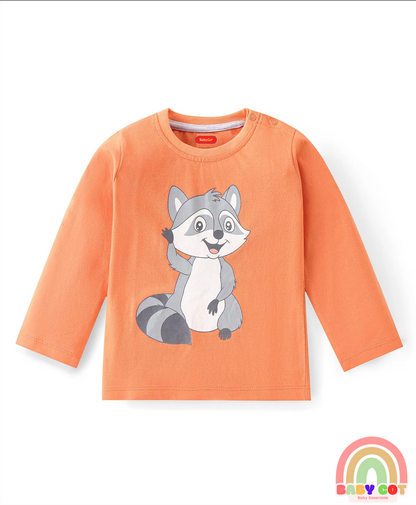 Cotton Knit Full Sleeves T-Shirt with Animal Print Pack of 3 - Blue Green & Orange