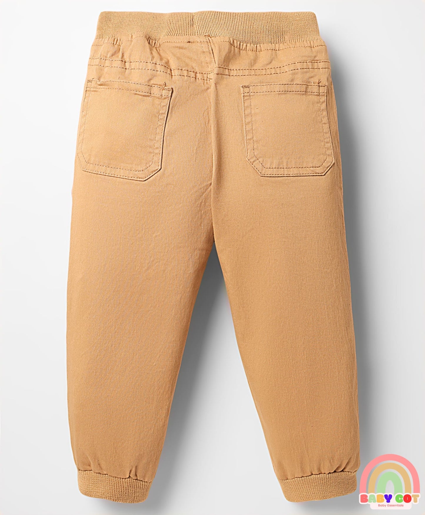 Twill Woven Full Length Solid Coloured Trousers With Stretch - Khaki