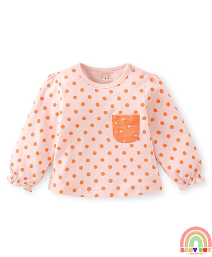 100% Cotton Knit with Eco-Jiva Finish Full Sleeves T-Shirts Polka Dots & Heart Print Pack of 3 - Multicolour