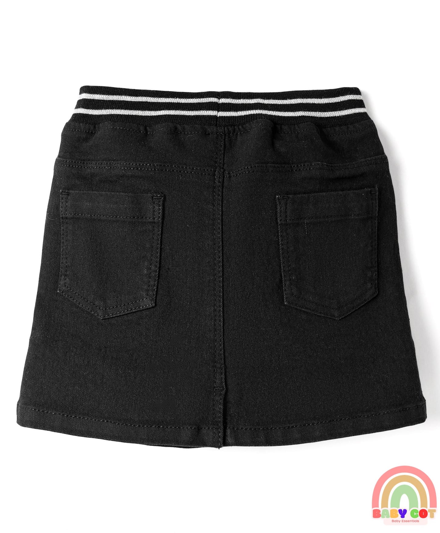 Denim Mid Thigh Washed Skirts -Black