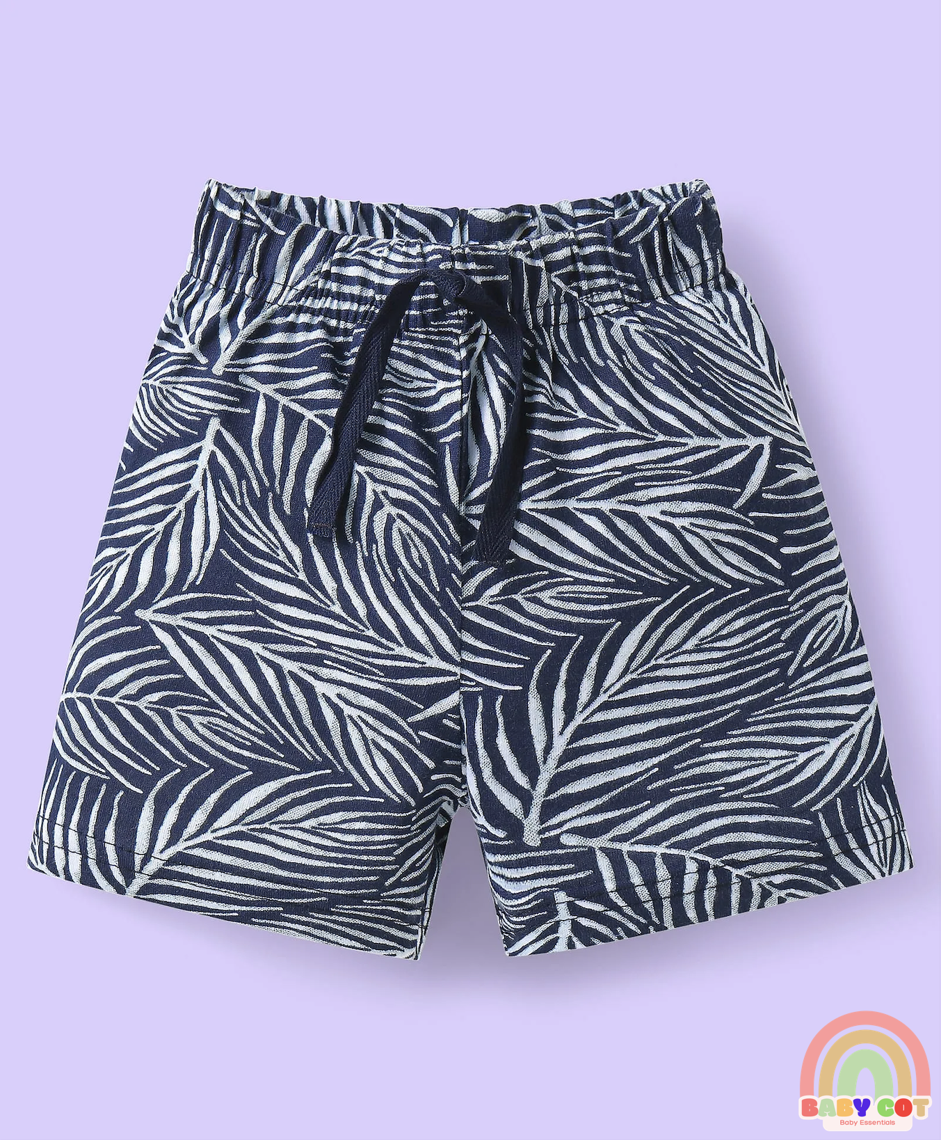 Single Jersey Knit Mid Thigh Shorts with Tropical & Text Print Pack of 3 - Black & Grey