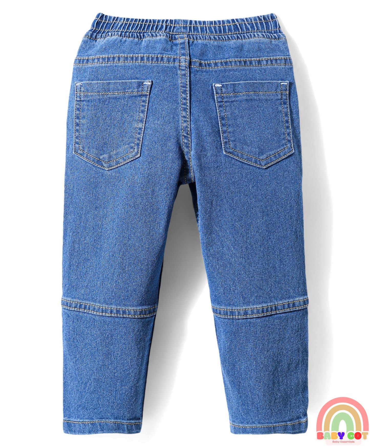 Cotton Full Length Stretchable Denim Jeans with Team Varsity 38 Print - Blue